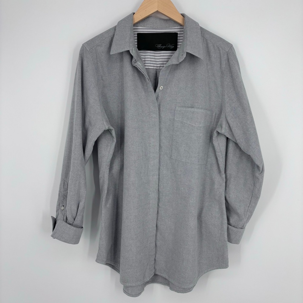 Claridge + King Flannel Boyfriend Shirt Womens XL Long Sleeve Pocket Flip Cuff